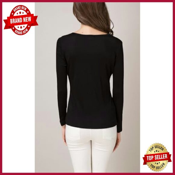 Women's Long Sleeve Mulberry Silk T-Shirt Crew Neck Blouse Undershirt - Picture 7 of 7